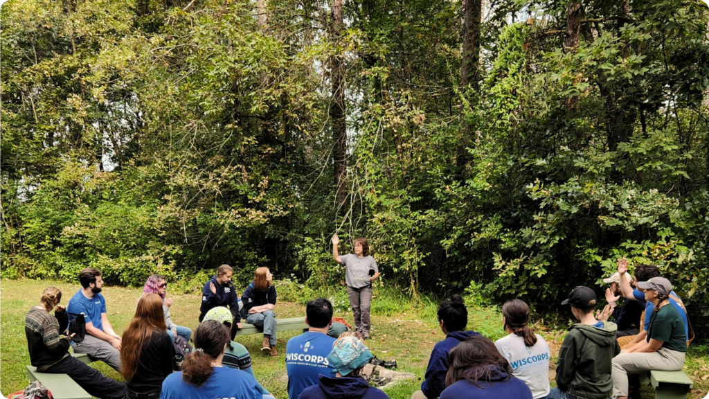 Kristy Brown leading Leave No Trace Training for 2024 Summer Crew Program