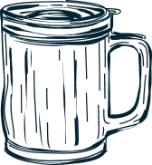 Illustration of a travel mug with a lid.